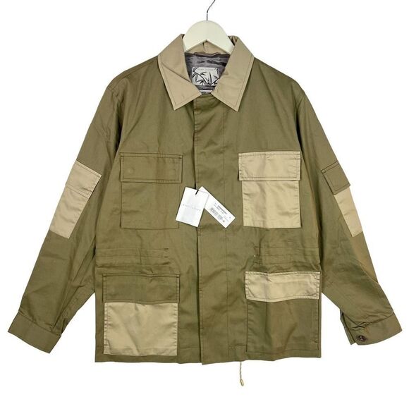 New Marc Jacobs Men IT 46 Olive Green Color Block Twill Safari Jacket Italy $700 - Picture 3 of 16